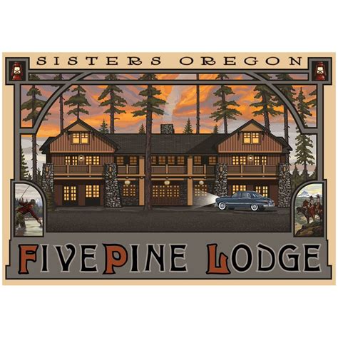 Five Pine Lodge Sisters Oregon Giclee Art Print Poster by Paul A. Lanquist (24" x 36") - Walmart ...