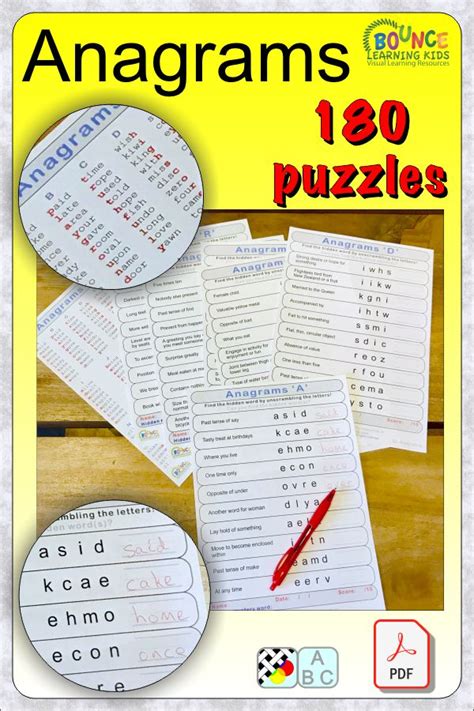 Printable Anagram Worksheets