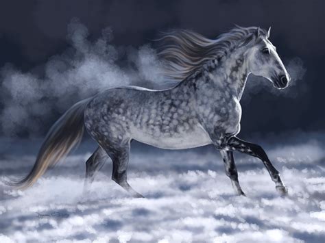 Gorgeous Dapple grey horse with awesome spots running in the clouds. | Arte do leão, Zebras, Arte