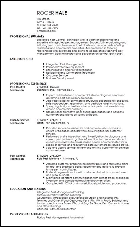 Free Professional Pest Control Resume Examples | Resume-Now | Job resume, Best resume template ...