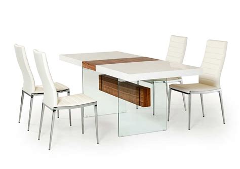White and Walnut Extendable Dining Table VG001 | Modern Dining