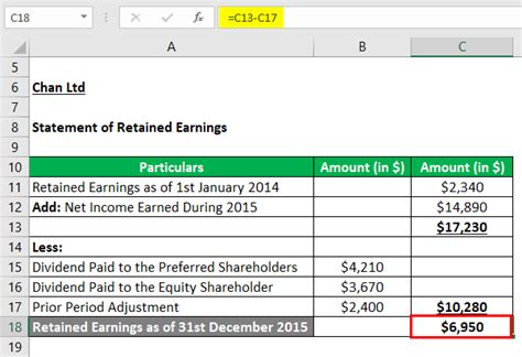 Statement of Retained Earnings Example | Excel Template with Examples