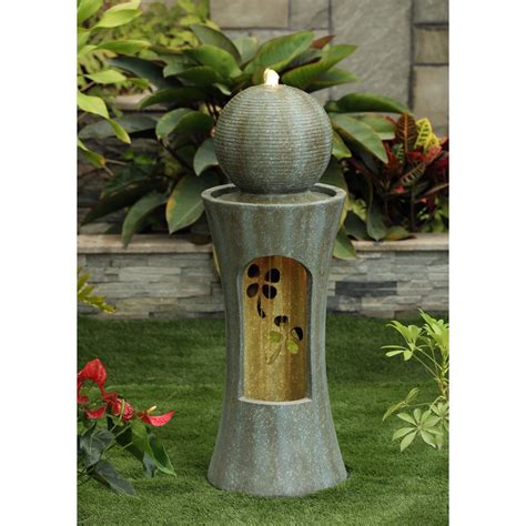 Ceramic Ball Fountain with LED Light, Design: Column; Sphere, Water ...