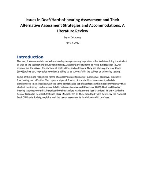 (PDF) Issues in Deaf Hard-of-hearing Assessment and Their Alternative ...