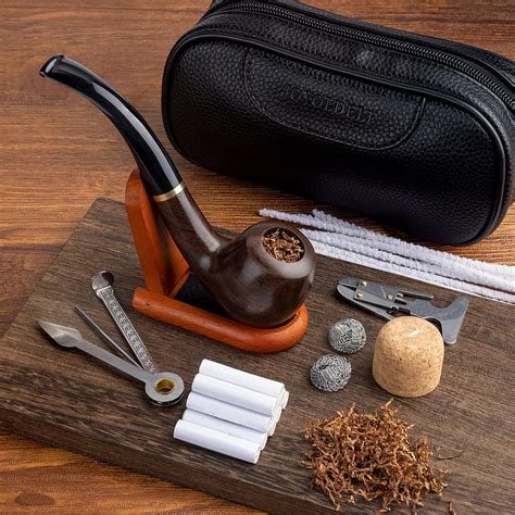 Joyoldelf Luxury Tobacco Smoking Pipe Set, Deepened & Windproof Wooden ...