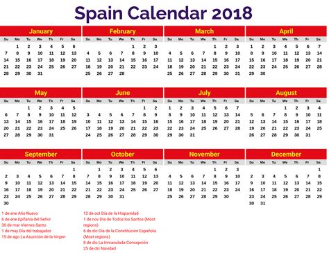 Calendario de vacaciones 2018, más de 100 plantillas para descargar e ...