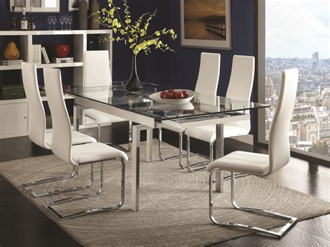 Coaster Modern Dining Contemporary Dining Room Set With Glass Table | A1 Furniture & Mattress ...