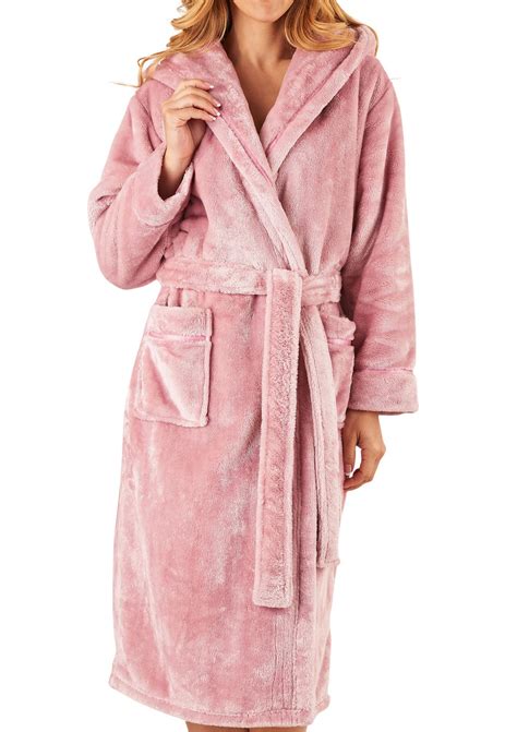 Dressing Gown Luxury Super Soft Thick Fleece Womens Hooded Slenderella ...