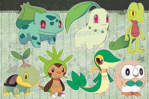 Pokemon grass starters - stickers by Crystal-Ribbon on DeviantArt