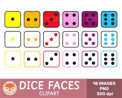 Dice Faces Clipart, Math Images, PNG, School & Homeschool, Games, Kids ...