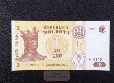 Moldova Unc 1 Leu 2010 Banknote World Currency Paper Money