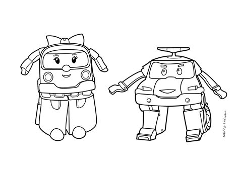 Robocar Poli coloring pages Poli and Amber for kids, printable free ...