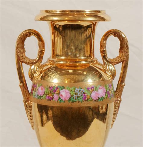 Gold Antique Vases | Pair of Porcelain Gold Vases