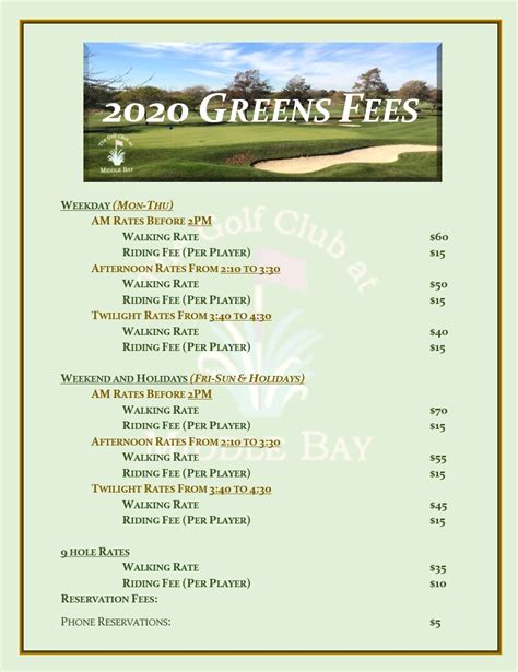 Greens Fees & Policies - The Golf Club at Middle Bay