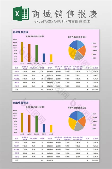 商城销售报表Excel模板下载-包图网