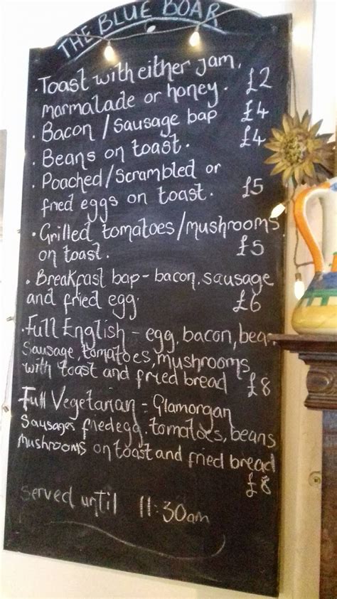 Menu at The Blue Boar pub & bar, Hay-on-Wye, Castle St