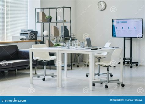 Business Office with Table for Business Meeting Stock Photo - Image of ...