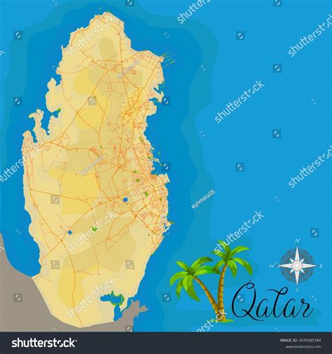 Qatar Realistic Satellite Background Map Roads Stock Illustration 2070285764 | Shutterstock