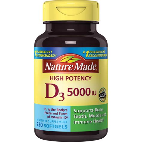 Nature Made Vitamin D-3 , 220 Count Softgels - Walmart.com