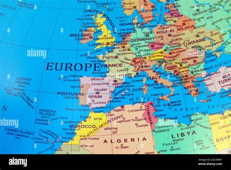 A map of Europe and North Africa on a globe Stock Photo - Alamy