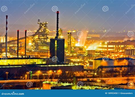 Industrial Area At Night Stock Photo - Image: 18992450