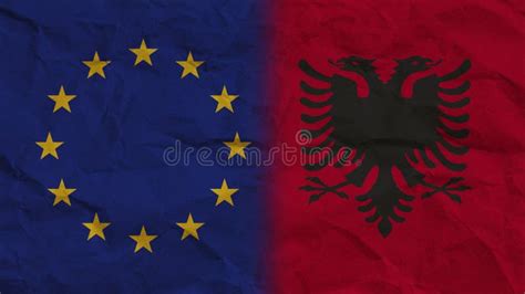 Albania and European Union Relations Concept - Merged Flags of Albania and the EU 3D ...