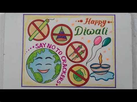 Diwali Poster Drawing//Say No To Crackers Poster Drawing//Save Earth ...