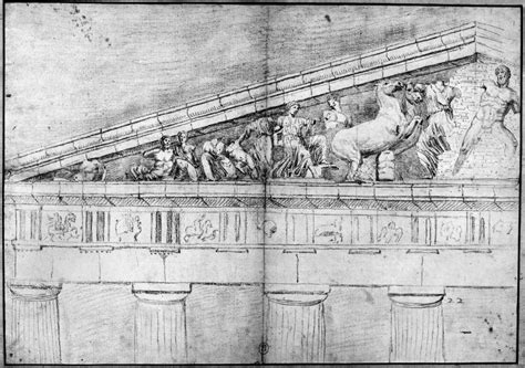 Carrey Parthenon 1674 Ndetail Of The West Pediment Of The Parthenon In Athens Greece Drawing By ...