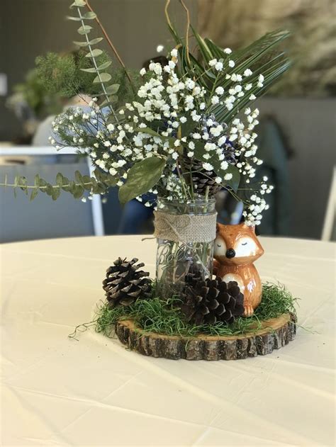 Woodland themed centerpiece – 2019 - Baby Shower Diy | Baby shower woodland theme, Woodland baby ...