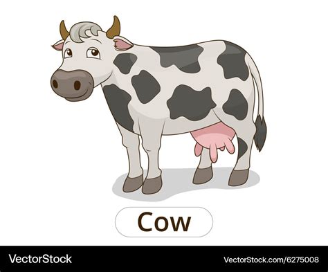 Cow animal cartoon for children Royalty Free Vector Image