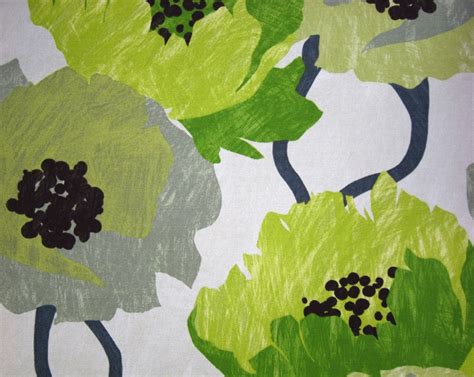 Lime Green Floral Fabric Contemporary Floral Large Scale