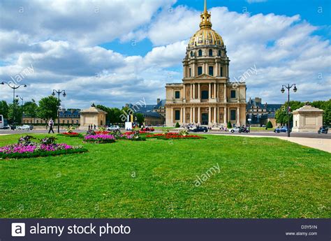 Paris France Gilded Golden Dome Cathedral Of The Church At Stock Photos ...