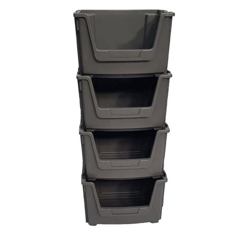 Grey Large Open Front Stacking Storage Pick Bin Containers — Filstorage