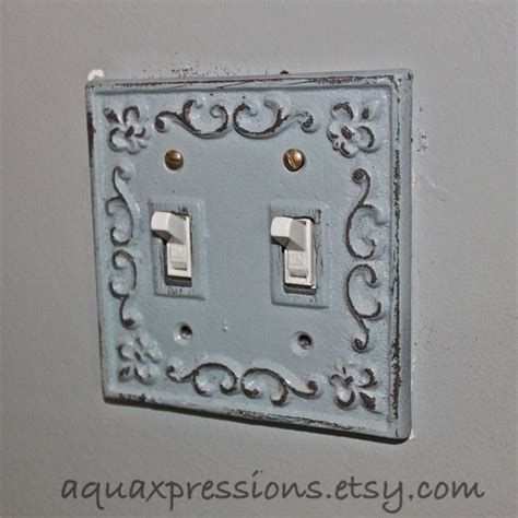 Items similar to Decorative Light Switch Plate /Light Grey /Gray ...