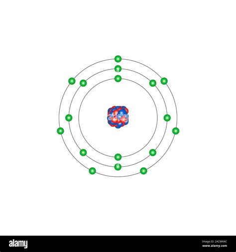 Chlorine (Cl). Diagram of the nuclear composition and electron ...