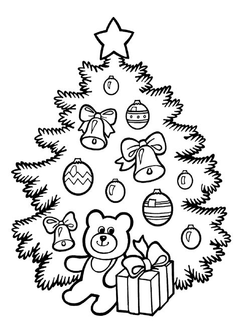 Christmas Tree Scene Coloring Page Coloring Pages