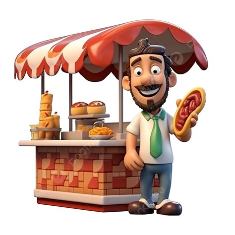 Street Food Shop 3d Character Illustration, 3d, Character, Rendering PNG Transparent Image and ...