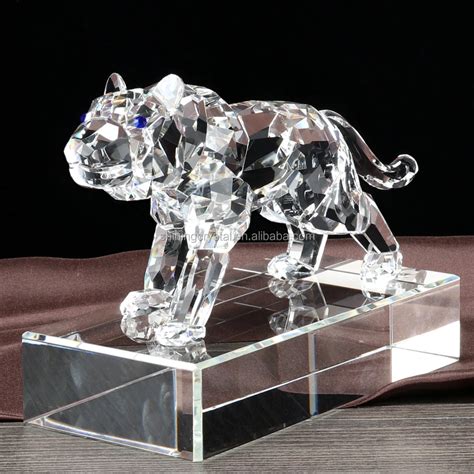 Unique Crystal Glass Tiger Figurine The Chinese Zodiac Ornament Crystal ...