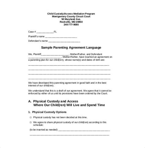 Custody Agreement Template – 11+ Word, PDF Document Download | Free & Premium Templates