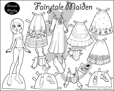 Four Paper Dolls in Black and White for Coloring