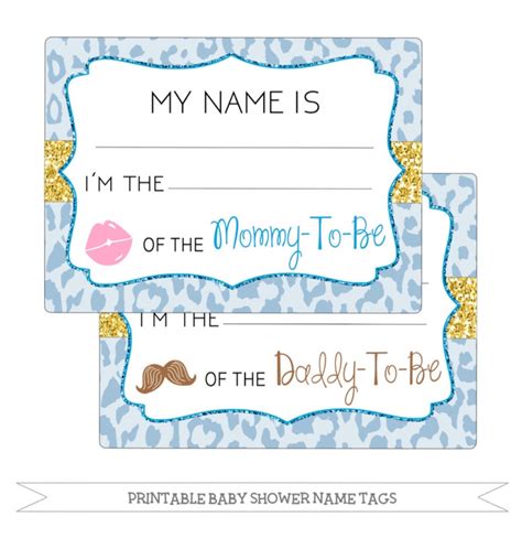 Printable Baby Shower Name Tags Blue Cheetah Print | Etsy