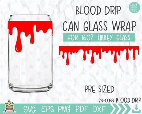 Blood Drip Halloween Border 16oz Can Glass Wrap Svg, Spooky Cutting ...