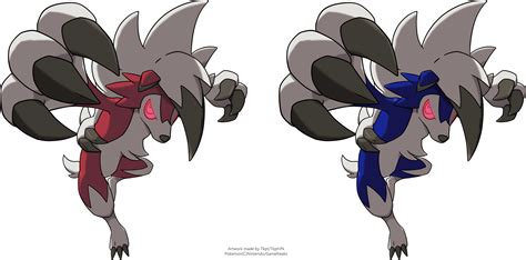 Lycanroc (Midnight Form) (normal + shiny) by TkptVN on DeviantArt