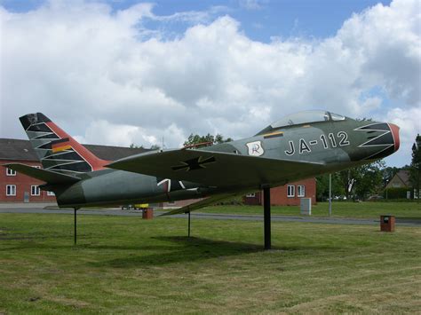 File:Canadair CL.13 Sabre, gate guard at "Richthofen" Kaserne, Wittmund, Germany (3601689906 ...