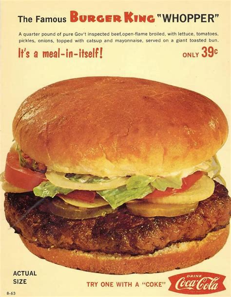 The Original Burger King Whopper in 1963 : r/vintageads