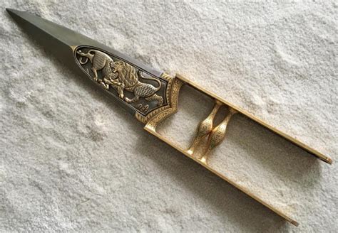 ﻿Exceptional Gold Damascened Indian Katar, Late 19th C - Antique Weapon Store