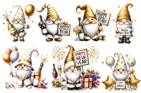 Happy New Year Gnomes Clipart, Happy New Year, Gnome Png Graphics, Transparent Background ...