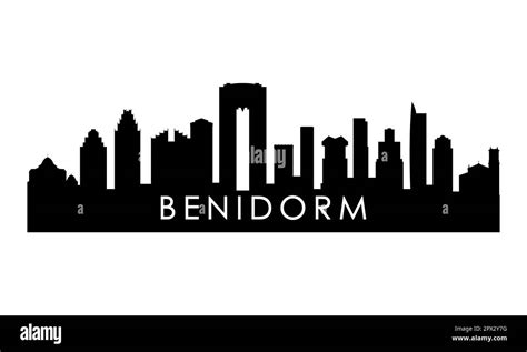 Benidorm skyline silhouette. Black Benidorm city design isolated on ...