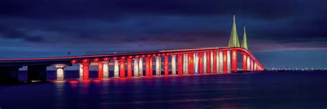 Sunshine Skyway Bridge at night Photograph by Florida Fine Art Photography - Fine Art America