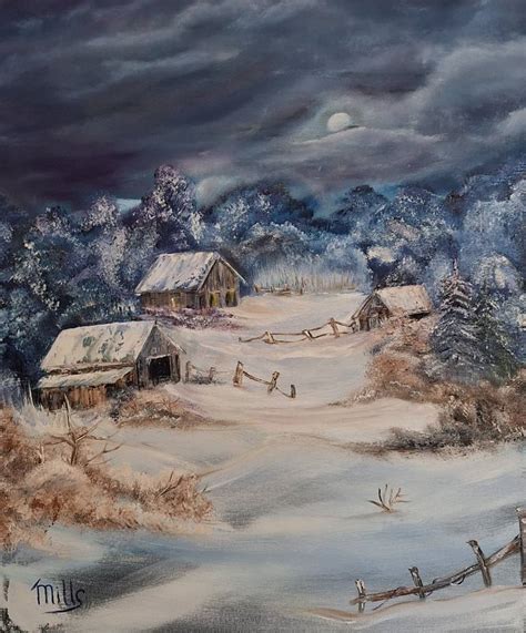 Winter Night. Landscape Painting by Tania Mills | Saatchi Art